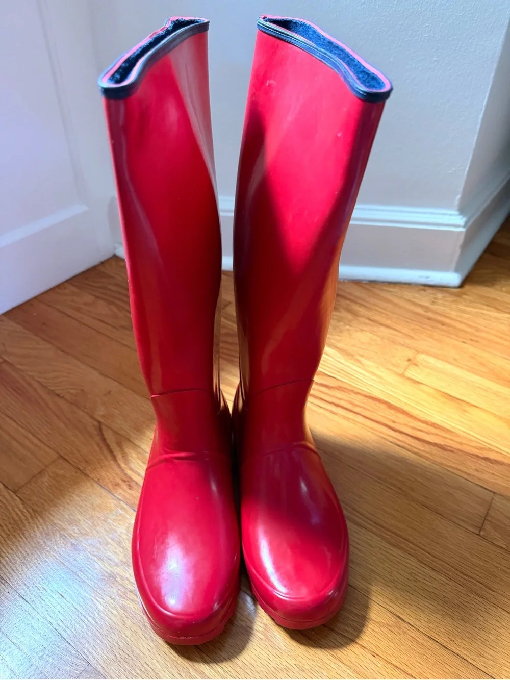 Polo Ralph Lauren Phoebe Red Tall Rubber Rain Waterproof Boots Women's Size 7
